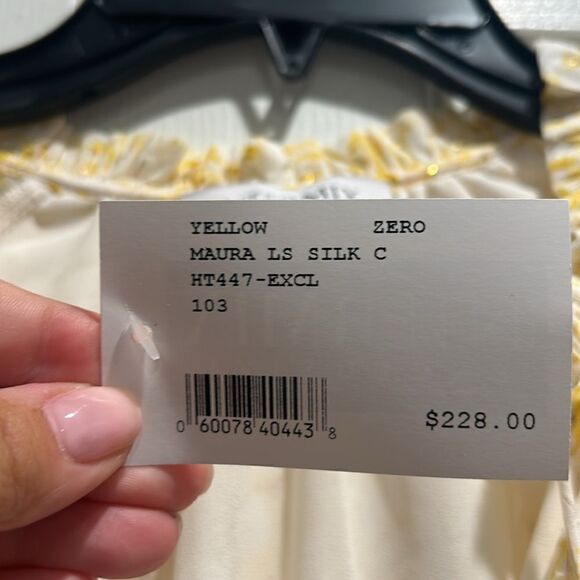 NWT Intermix Yellow Silk Top/Blouse, Size 0 - Picture 9 of 14